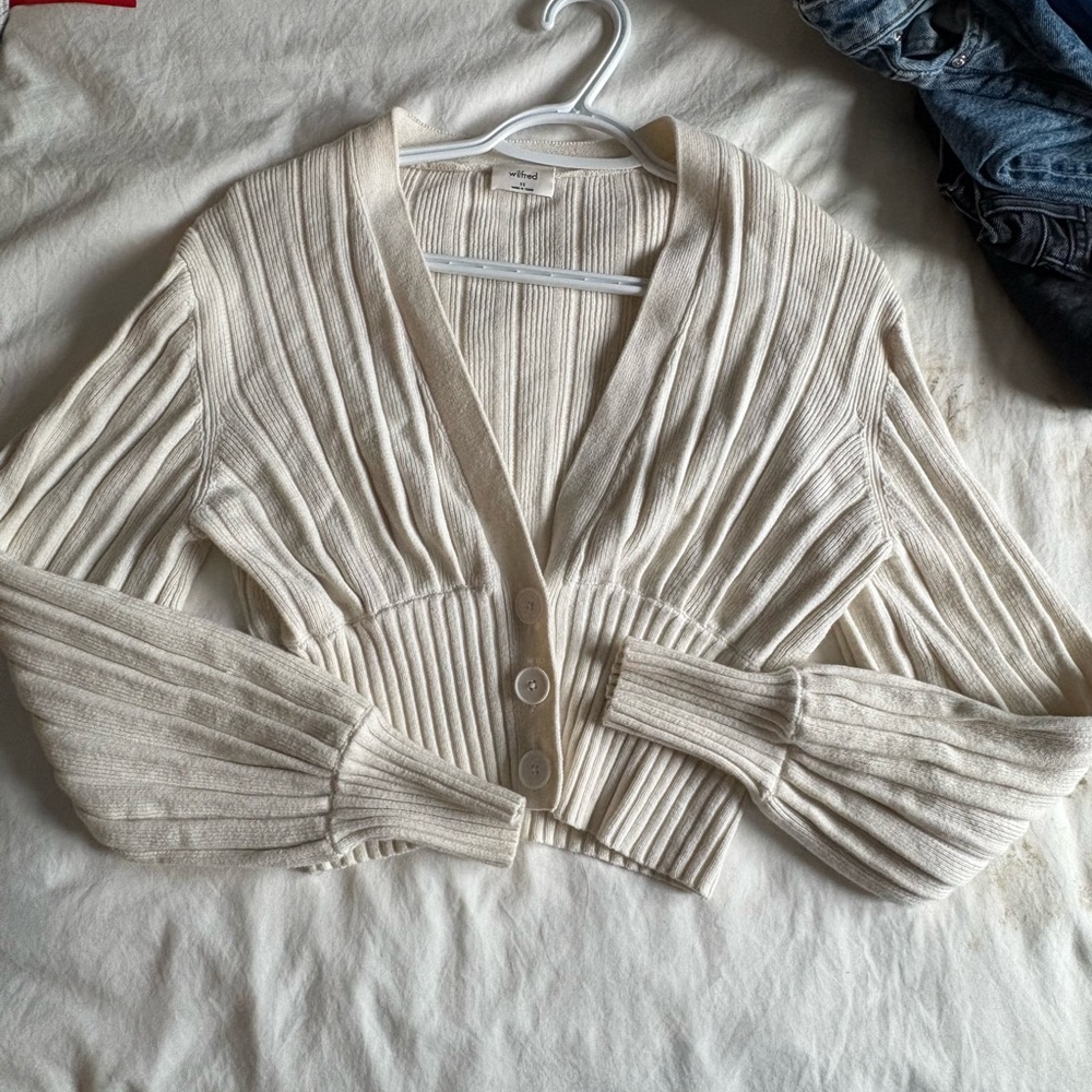 Wilfred Cream Ribbed Cardigan